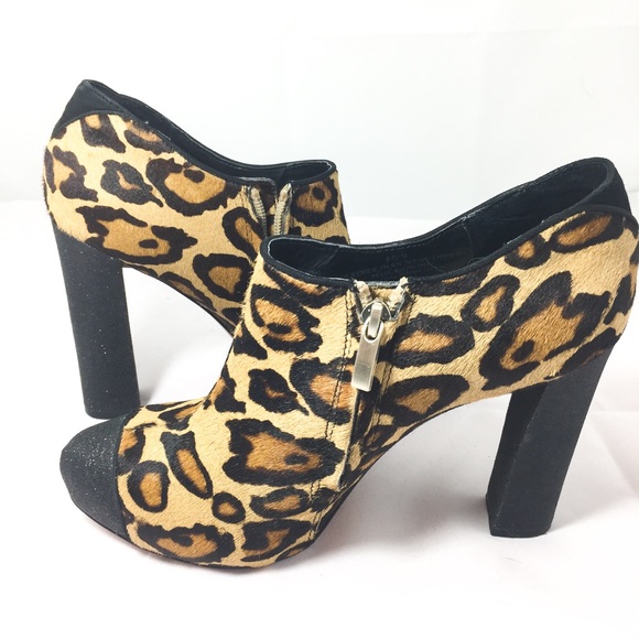 Sam Edelman Leopard Print Ankle Booties | Haircalf Leather | Size 8.5 - Picture 5 of 9